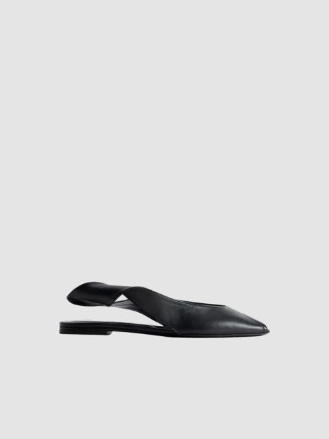 BY FAR Yasha Peep Flat Black Nappa Leather