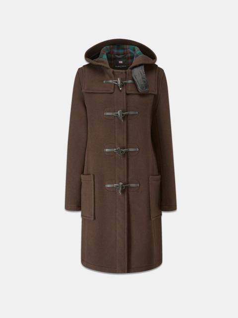 GLOVERALL Women's Long Slim Fit Freda Duffle Coat Brown Tartan