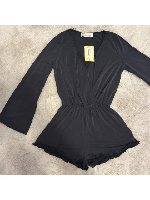 Other Designers Vintage Havana Long Sleeve Lace Up Bell Sleeve Romper