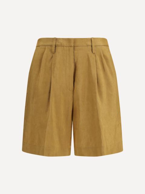 forte_forte Slubbed linen and viscose Bermuda Pants with hook and zip closure