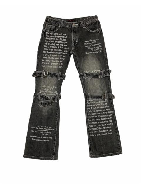 Other Designers Vintage - Japanese Poem Tactical Bondage Strap Adjustable Leg Denim