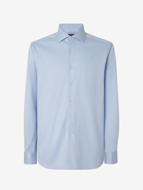 CORNELIANI Light blue cotton shirt with honeycomb pattern