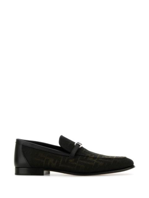 FENDI Fendi Man Embroidered Jacquard Fendi O Lock Loafers