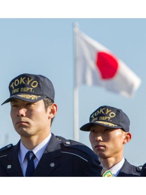 Other Designers Garment Reproduction of Workers - Vtg Tokyo Fire Dept 7-Panel Hat Gold Embroidery Rare Uniform