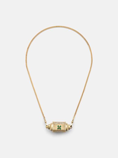 MARIE LICHTENBERG Good Things 18kt gold locket necklace with emeralds