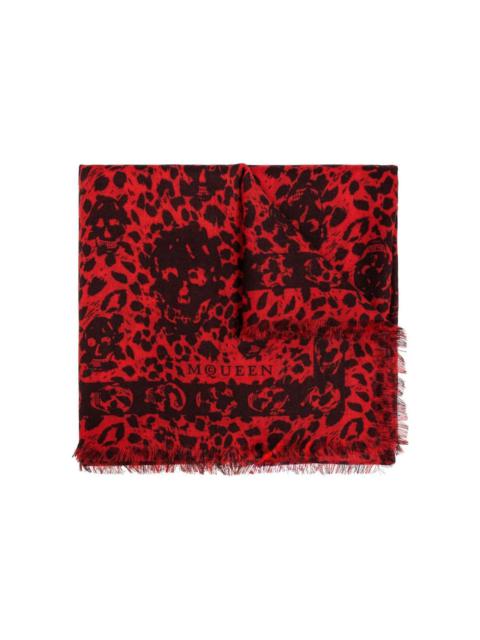 Leopard Printed Fringed-edge Scarf