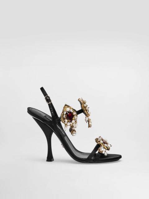 Dolce & Gabbana Satin sandals with embroidery