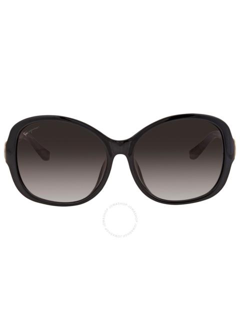 FERRAGAMO Salvatore Ferragamo Grey Gradient Round Ladies Sunglasses SF744SLA 001 59