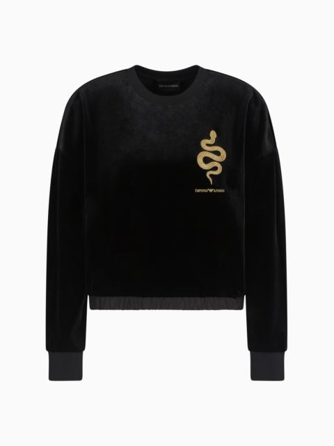 EMPORIO ARMANI CHENILLE SWEATSHIRT WITH LUNAR NEW YEAR EMBROIDERY