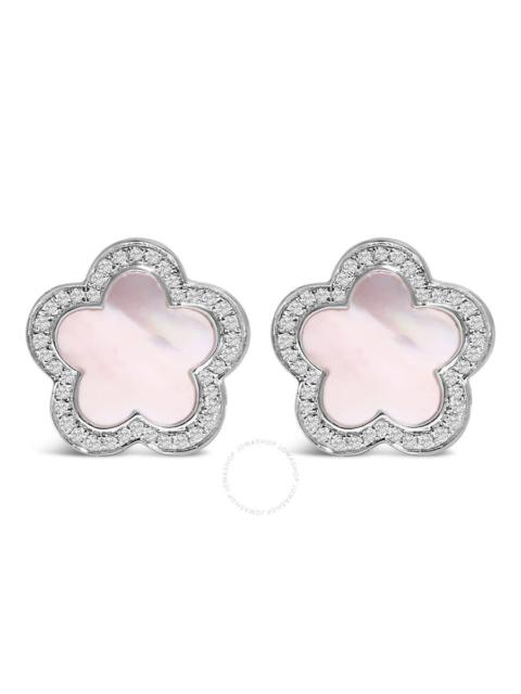 Other Designers Haus of Brilliance 14K White Gold Mother of Pearl and 1/5 Cttw Diamond Halo Star Stud Earrings
