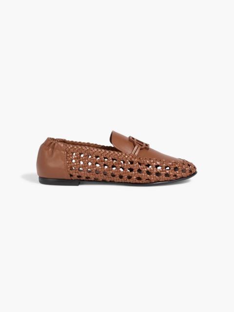 SIMKHAI Dion embellished woven leather loafers