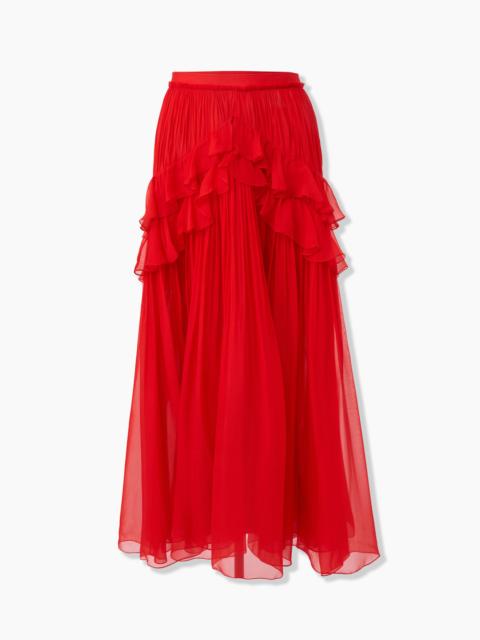 CAROLINA HERRERA Pleated Chiffon Midi Skirt