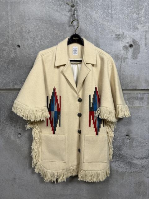 Other Designers Vintage - RARE Ortega Chimayo Hand Woven Wool Fringe Poncho
