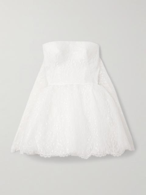 Givenchy Cape-effect Strapless Lace Mini Dress