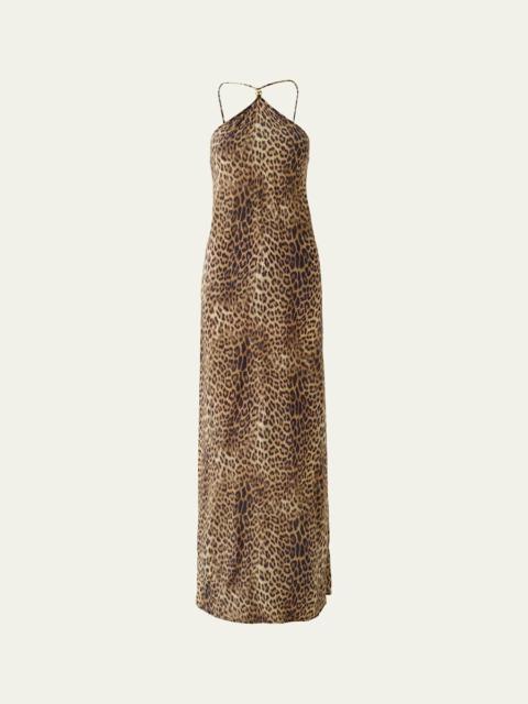 MELISSA ODABASH Sage Leopard Maxi Dress
