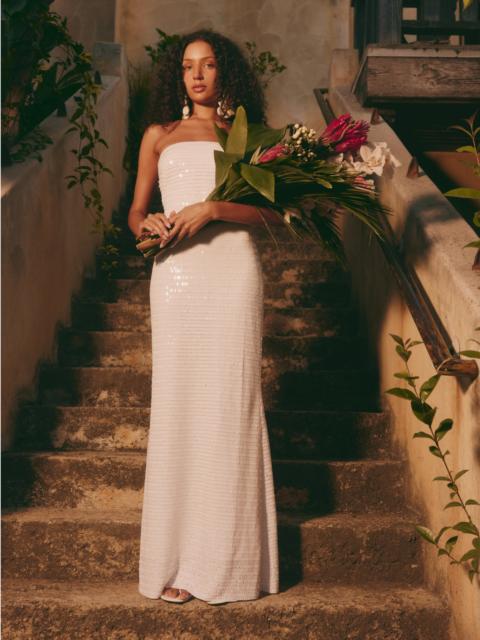 SIMONMILLER Sculpty Strapless Piano Sequin Dress in Macadamia