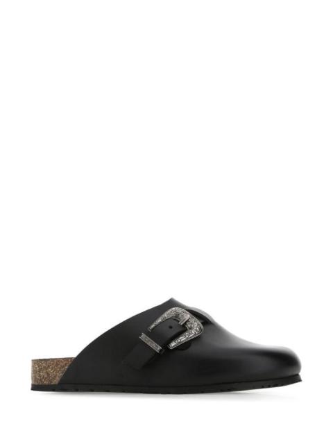 Saint Laurent Man Black Leather Slippers