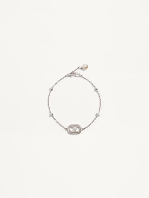 Valentino VLOGO SIGNATURE BRACELET IN METAL, PEARLS AND SWAROVSKI® CRYSTALS