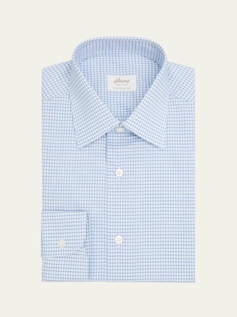 Brioni Men's Ventiquattro Cotton Grid Check Dress Shirt