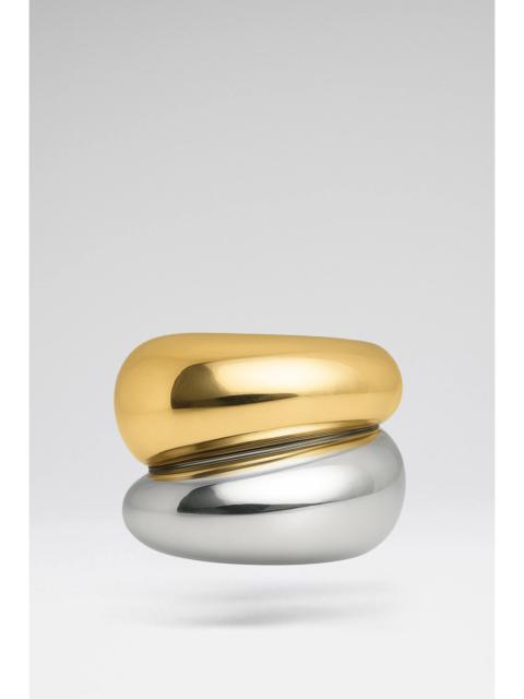 Amina Muaddi GEMINI CUFFS SILVER AND GOLD BASE