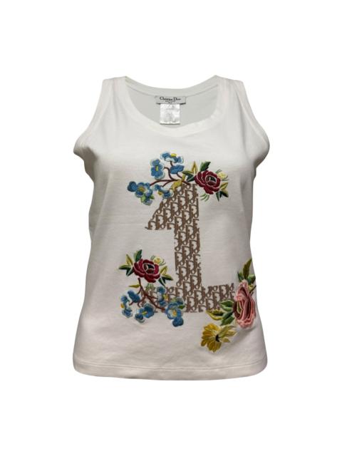 Dior CHRISTIAN DIOR Spring 2005 Diorissimo Floral Embroidered Trotter No.1 Tank Top