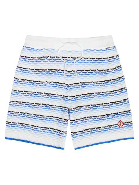 CASABLANCA Casablanca Striped Tuck-stitch Cotton-knit Shorts