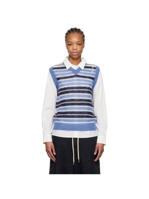 Marni Blue Brushed Mohair Stripe Vest