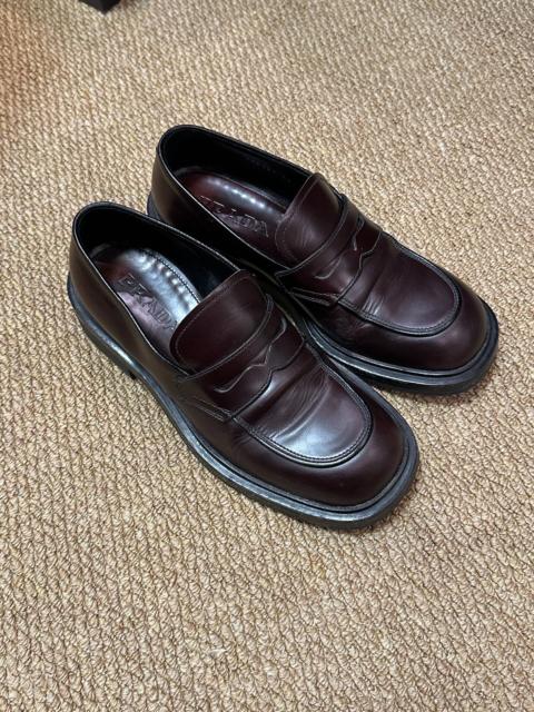 Prada Prada Frankenstein Square-Toe Burgundy Loafers