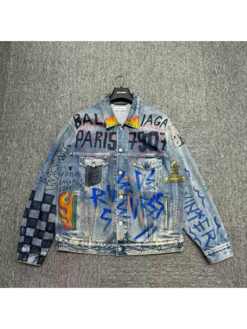 BALENCIAGA Balenciaga Graffiti Denim Jacket Oversized