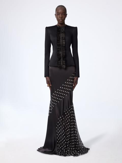 NINA RICCI Black Crepe Satin Jacket With Front Pleat