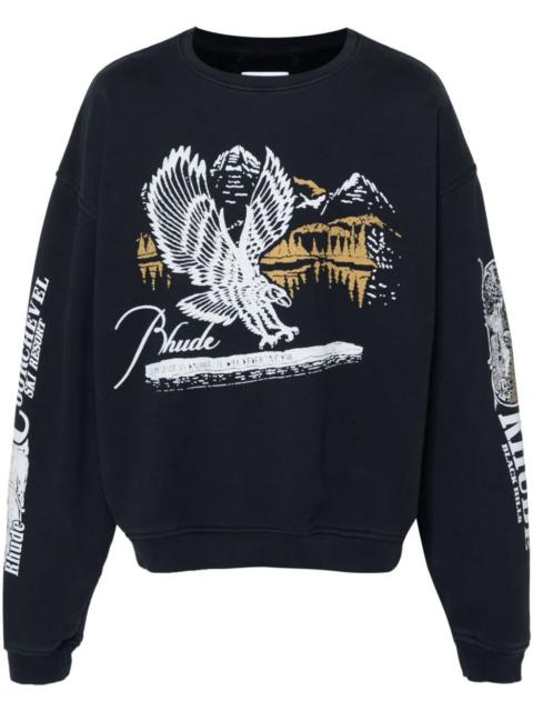 Rhude RHUDE PENNANT FLAG CREWNECK SWEATSHIRT (VTG BLACK)