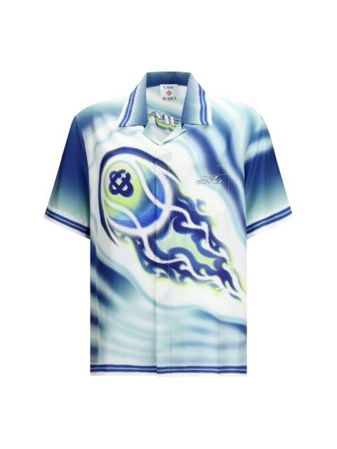 CASABLANCA Casablanca Men Flaming Tennis Ball Cuban Collar Ss Shir