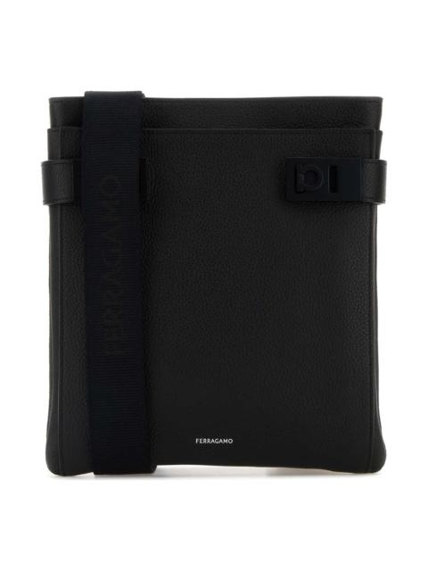 FERRAGAMO Black Leather Crossbody Bag