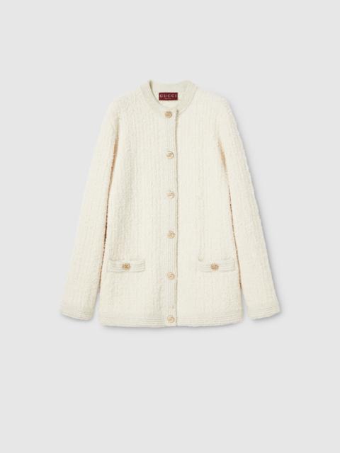 GUCCI Wool lamé bouclé cardigan