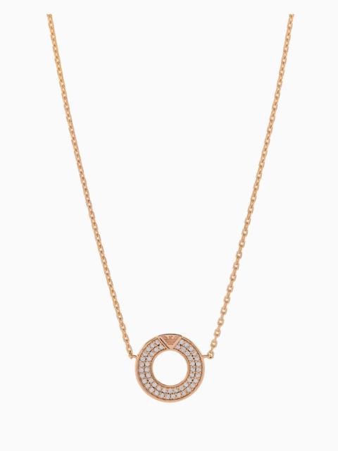 EMPORIO ARMANI ROSE GOLD-TONE STERLING SILVER PENDANT NECKLACE