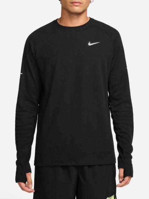 Nike Nike Stride Dri-FIT Long Sleeve Waffle Crewneck Running Short in Black/Reflective Silv at Nordstrom
