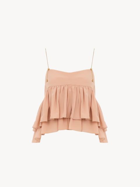 Chloé SLEEVELESS RUFFLE TOP IN SILK GEORGETTE