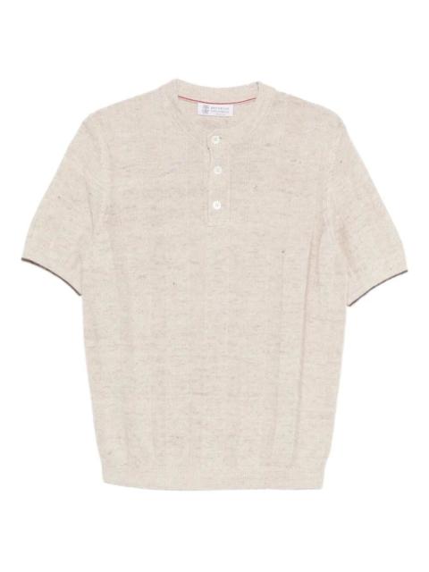 Brunello Cucinelli Brunello Cucinelli Men Textured Rib Knit T-Shirt With Henley Collar