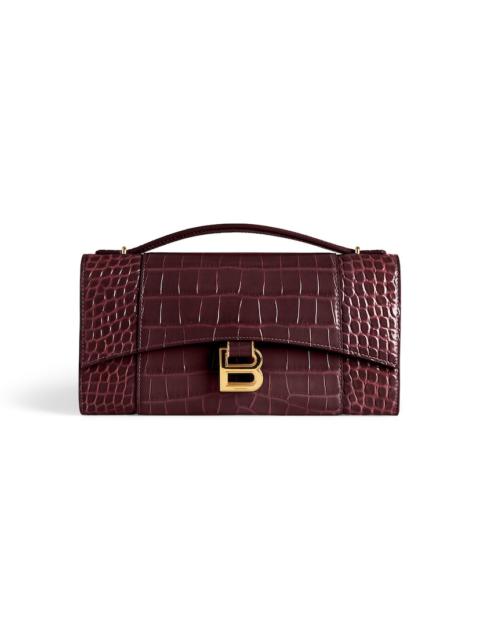 BALENCIAGA Women's Hourglass Pochette With Chain in Dark Burgundy