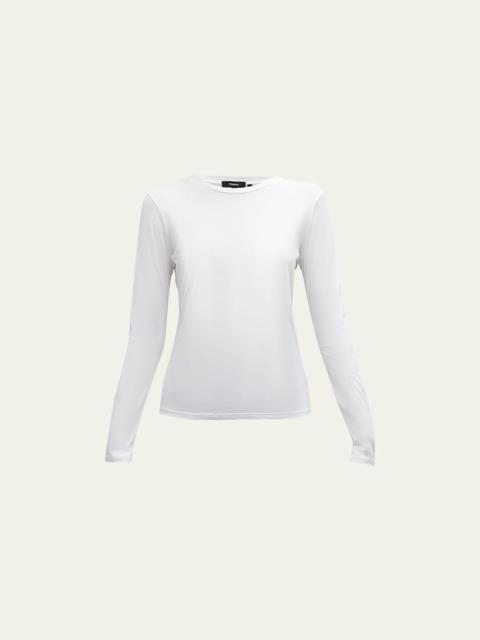 Theory Tiny Tee Long-Sleeve Cotton T-Shirt