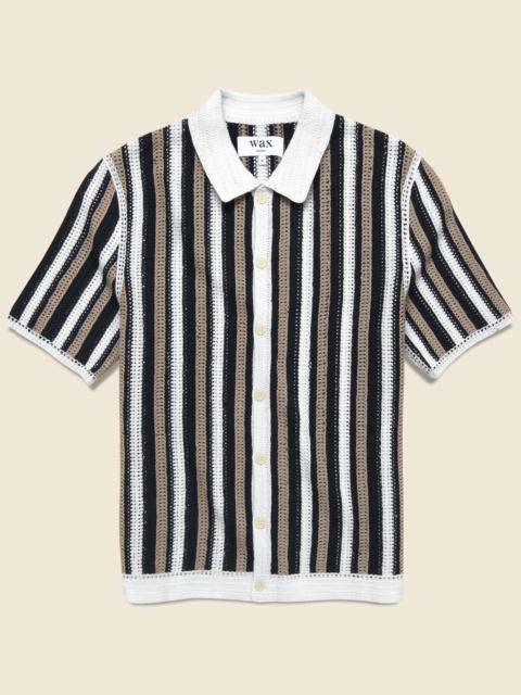 Wax London Porto Stripe Crochet Shirt - Ecru/Black
