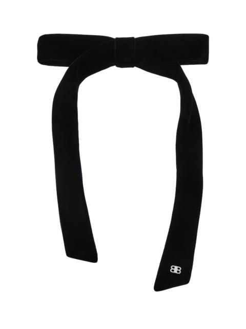 BALENCIAGA Women's Holli Thin Hair Bow in Black/shiny Silver