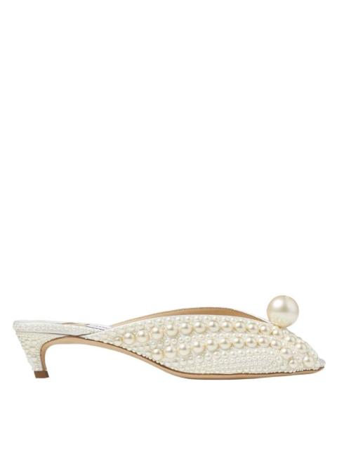 JIMMY CHOO Jimmy Choo Samantha 35 Pearl-Embellished Satin Mules