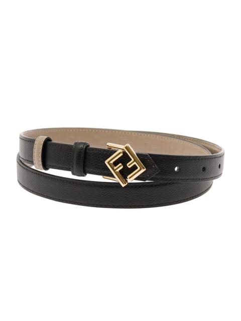 FENDI Fendi Women Black And Beige Reversible Belt With Ff Stud Buckle In Leather Woman