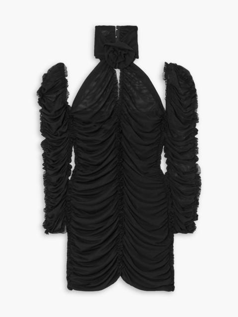 Other Designers Ester Manas open-back ruched stretch-mesh mini dress