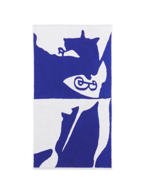 Burberry Navy & White Split EKD Hand Towel