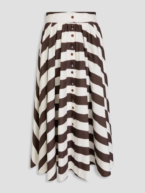 Other Designers Striped cotton-blend poplin midi skirt