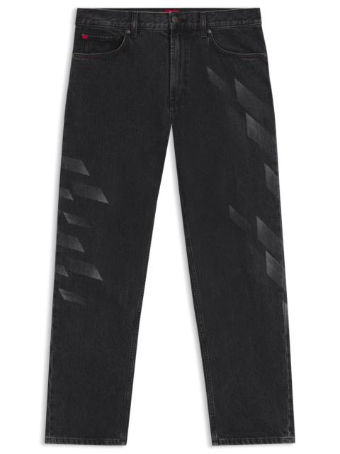 HUGO HUGO X RB RELAXED-FIT JEANS WITH LASERED PATTERN