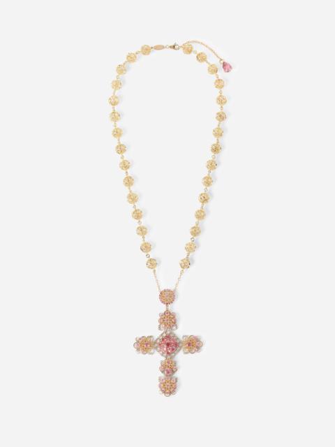 Dolce & Gabbana Filigree Necklace 18-carat yellow gold and pink tourmalines