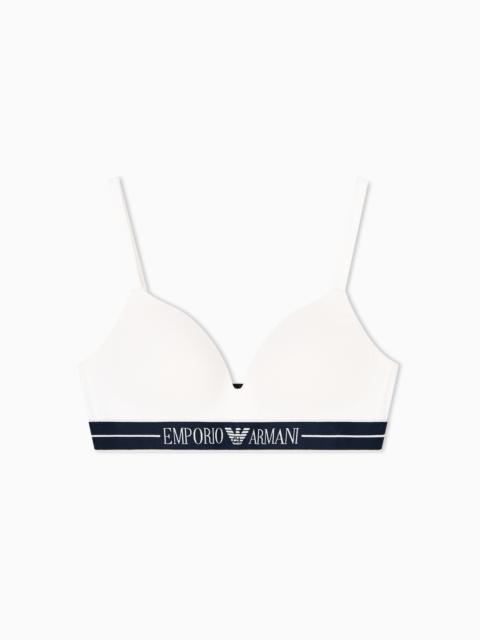 EMPORIO ARMANI ASV ORGANIC-COTTON, PADDED TRIANGLE BRA WITH LOGO UNDERBAND
